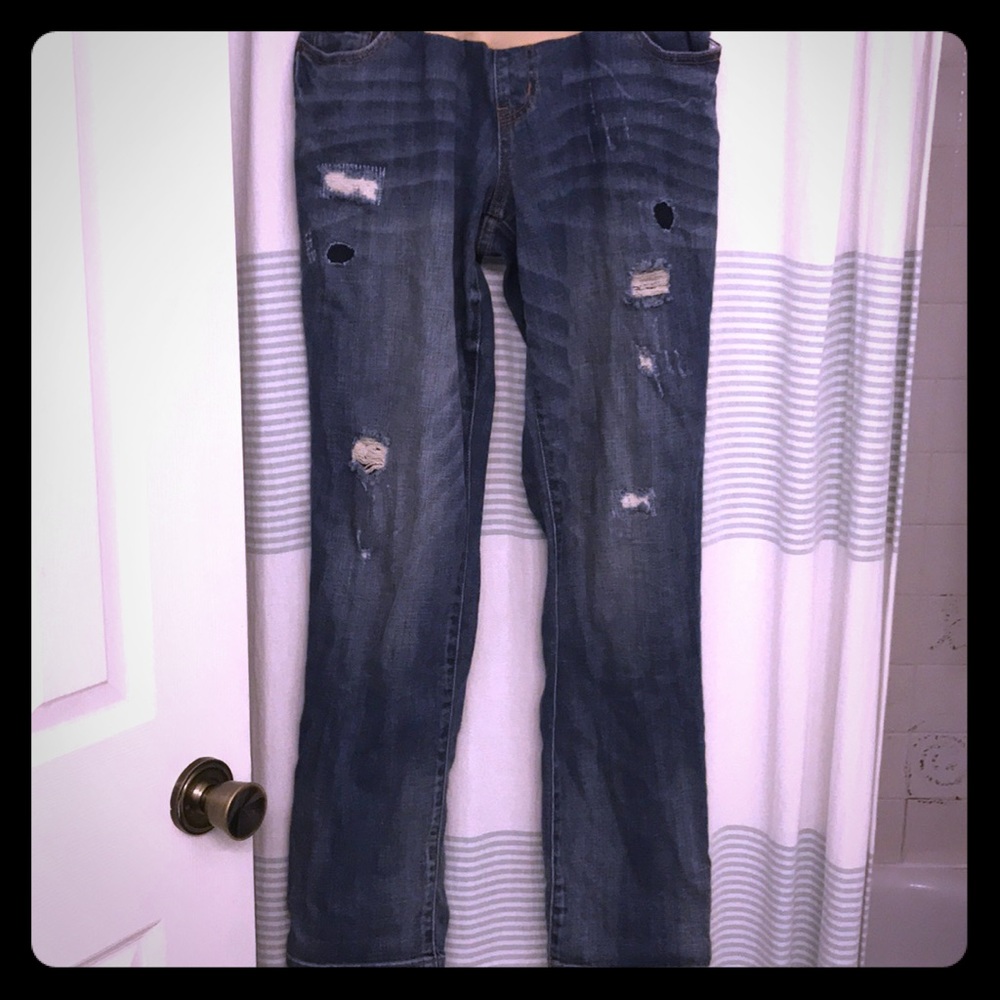 Maternity Indigo Blue distressed denim size M